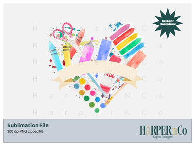 Art Heart Banner SVG PNG Cut EPS File SVG HarperNCo 