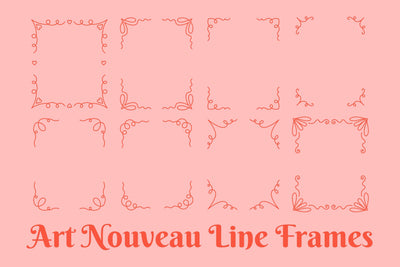 Art Nouveau Line Frames PNG Clipart, Card Templates Digital Pattern Rin Green 