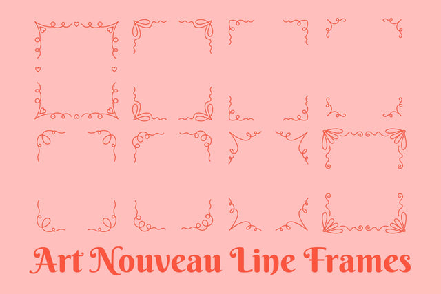 Art Nouveau Line Frames PNG Clipart, Card Templates Digital Pattern Rin Green 