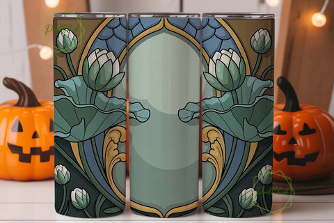 Art Nouveau Lotus 20oz Tumbler Wrap Sublimation PixelChick 