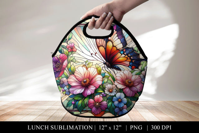 Art Nouveau Lunch Bag Design, Stained Glass Sublimation PNG Sublimation BijouBay 