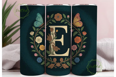 Art Nouveau Monogram E Tumbler Wrap Sublimation PixelChick 