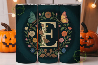 Art Nouveau Monogram E Tumbler Wrap Sublimation PixelChick 