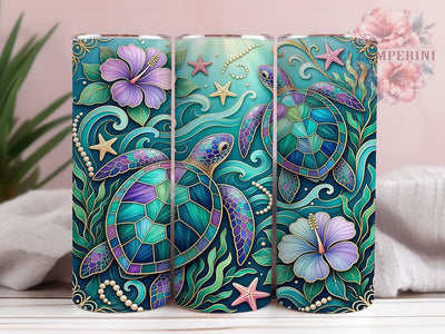 Art Nouveau Sea Turtles 20oz Tumbler, Art Nouveau Motif, Sea Turtle Design, Ocean Theme, Elegant Accent, Whimsical Charm, Sublimation Wrap, 20oz Tumbler Sublimation Li Zamperini 