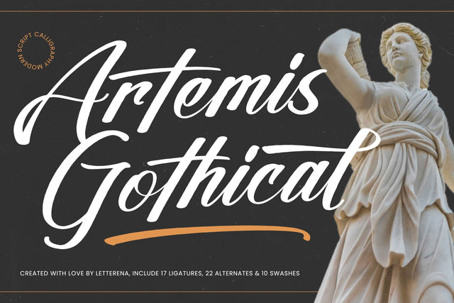 Artemis Gothical - Modern Script Calligraphy Font Letterena Studios 