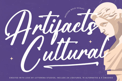 Artifacts Cultural - Modern Bold Script Font Letterena Studios 