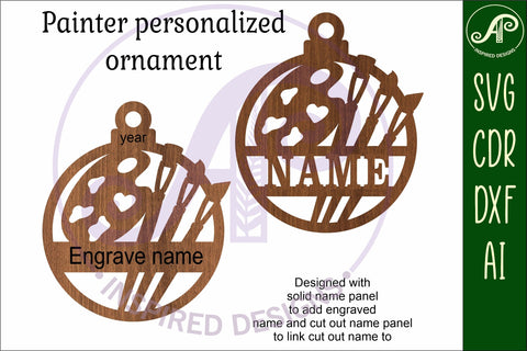 Artist Christmas Ornament SVG laser cut SVG APInspireddesigns 