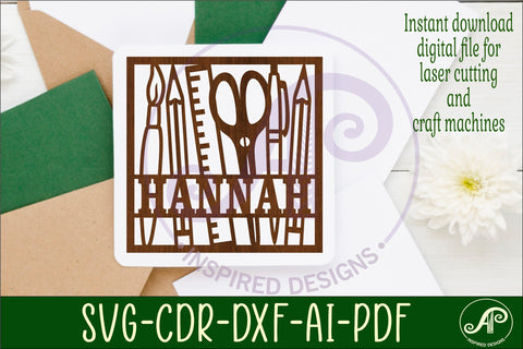 Artist, drawing crafts square name wall art sign, SVG file SVG APInspireddesigns 