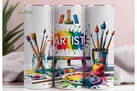 Artist Tumbler Wrap 20oz Sublimation PixelChick 