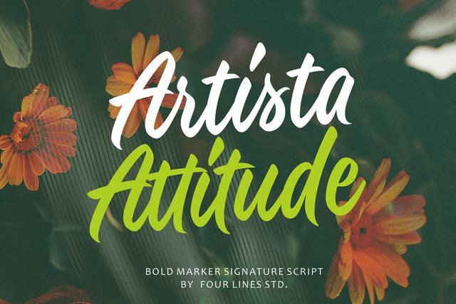 Artista Attitude – Bold Marker Signature Script Font Four Lines Std. 