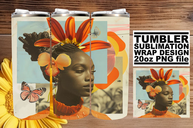 Artistic 20oz Tumbler Wrap Black Woman Abstract Sublimation Sublimation afrosvg 