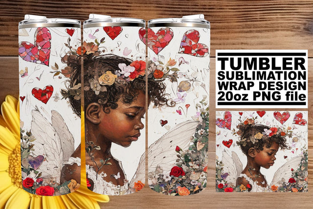 Artistic 20oz Tumbler Wrap for Valentine's Sublimation afrosvg 