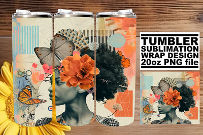 Artistic 20oz Wrap Black Woman Abstract Tumbler Design Sublimation afrosvg 
