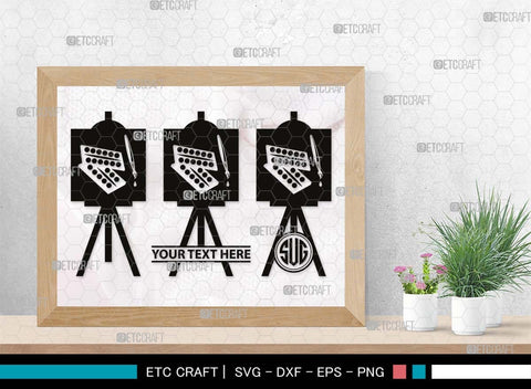 Artistic Accessories Monogram, Artistic Accessories Silhouette, Artistic Accessories SVG, Paint Palette Svg, Paint Brush Svg, Art Svg, Painting Stand Svg, SB00513 SVG ETC Craft 