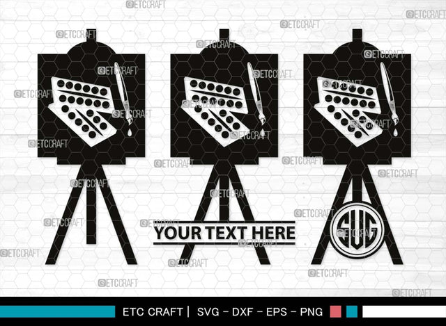 Artistic Accessories Monogram, Artistic Accessories Silhouette, Artistic Accessories SVG, Paint Palette Svg, Paint Brush Svg, Art Svg, Painting Stand Svg, SB00513 SVG ETC Craft 