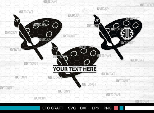Artistic Accessories Monogram, Artistic Accessories Silhouette, Artistic Accessories SVG, Paint Palette Svg, Paint Brush Svg, Art Svg, Painting Stand Svg, SB00513 SVG ETC Craft 