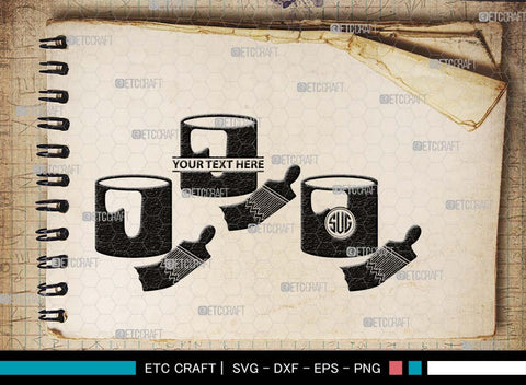 Artistic Accessories Monogram, Artistic Accessories Silhouette, Artistic Accessories SVG, Paint Palette Svg, Paint Brush Svg, Art Svg, Painting Stand Svg, SB00513 SVG ETC Craft 