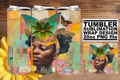 Artistic Afro Woman 20oz Tumbler Wrap Abstract Style Sublimation afrosvg 