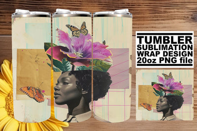 Artistic Afro Woman Tumbler Wrap 20oz Abstract Sublimation Sublimation afrosvg 