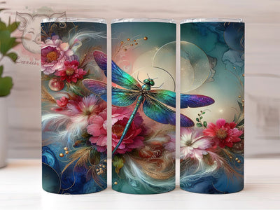 Artistic Alcohol Ink Dragonfly Tumbler, Alcohol Ink Tumbler, Artistic Dragonfly Wrap, Whimsical Floral Wrap, Elegant Ink Wrap, Sublimation Design, Trendy Gift Idea Sublimation Lara' s Designs 