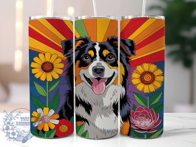 Artistic Australian Shepherd Tumbler, Aussie Dog Wrap, Pet Lover Mug Design, Sublimation Wrap, Cute Dog Drinkware, Gift Idea For Dog Owners, Artistic Aussie Cup Sublimation ToriDesigns 