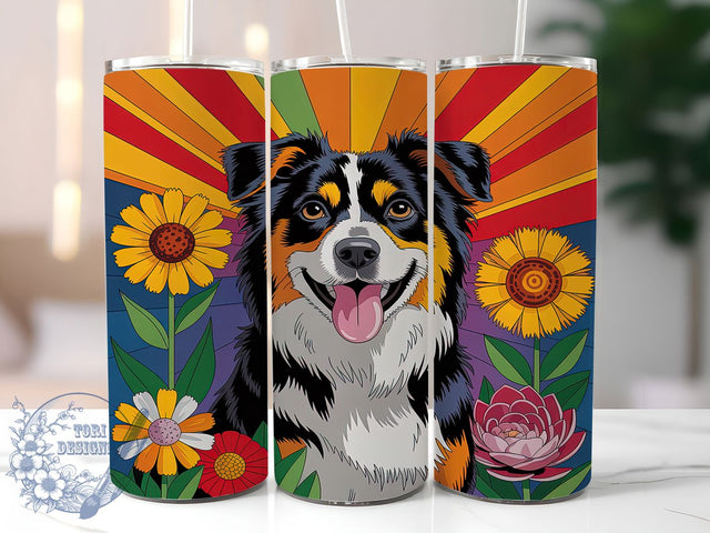 Artistic Australian Shepherd Tumbler, Aussie Dog Wrap, Pet Lover Mug Design, Sublimation Wrap, Cute Dog Drinkware, Gift Idea For Dog Owners, Artistic Aussie Cup Sublimation ToriDesigns 