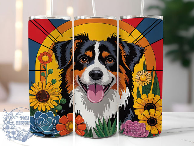 Artistic Australian Shepherd Tumbler, Aussie Dog Wrap, Pet Lover Mug Design, Sublimation Wrap, Cute Dog Drinkware, Gift Idea For Dog Owners, Artistic Aussie Cup Sublimation ToriDesigns 