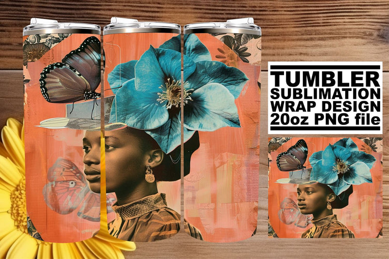 Artistic Black Woman 20oz Wrap Sublimation Tumbler Design Sublimation afrosvg 
