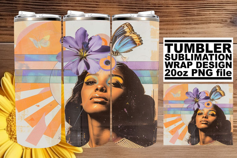 Artistic Black Woman Tumbler Wrap 20oz Abstract Sublimation Sublimation afrosvg 