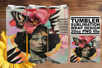 Artistic Black Woman Tumbler Wrap 20oz Abstract Sublimation Sublimation afrosvg 