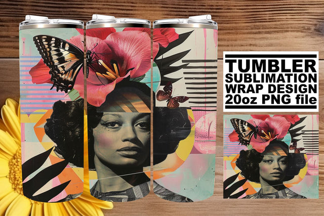 Artistic Black Woman Tumbler Wrap 20oz Abstract Sublimation Sublimation afrosvg 