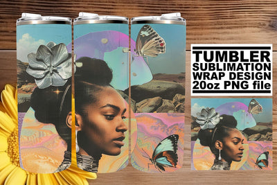 Artistic Black Woman Wrap 20oz Tumbler Abstract Art Sublimation afrosvg 