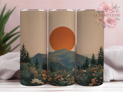 Artistic Boho Mountain 20oz Tumbler, Landscape Cup Wrap, Artistic Boho Design, Sublimation Tumbler Wrap, 20Oz Tumbler Design, Nature Inspired Cup, Stylish Mountain Wrap Sublimation Li Zamperini 