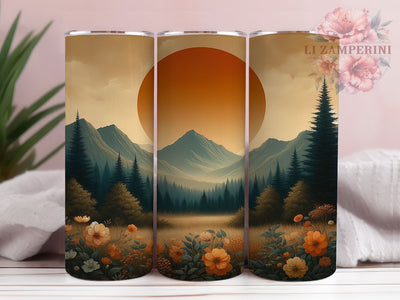 Artistic Boho Mountain 20oz Tumbler, Landscape Cup Wrap, Artistic Boho Design, Sublimation Tumbler Wrap, 20Oz Tumbler Design, Nature Inspired Cup, Stylish Mountain Wrap Sublimation Li Zamperini 