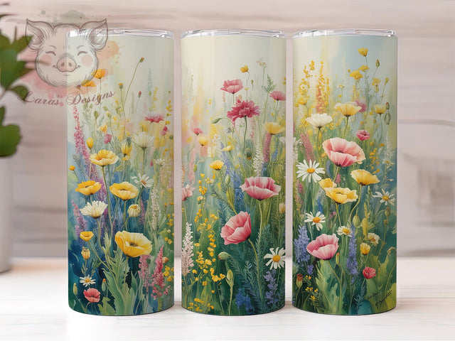 Artistic Boho Spring Wildflower Tumbler, Spring Watercolor Tumbler, Rustic Floral Wrap, Artistic Boho Wrap, Whimsical Wildflower Wrap, Sublimation Design, Trendy Gift Idea Sublimation Lara' s Designs 