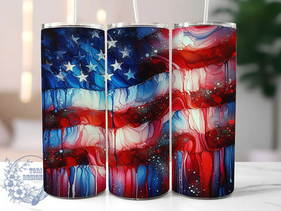 Artistic Brushstroke Tumbler Wrap, 4th of July Sublimation Design, Stars and Stripes Patriotic Art, 20oz Skinny Tumbler Wrap, Independence Day Brushstroke Design, American Flag Tumbler Wrap Sublimation ToriDesigns 