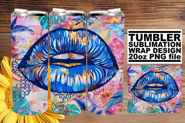Artistic Colorful Lips Tumbler Wrap – 20oz Sublimation Ready Sublimation afrosvg 