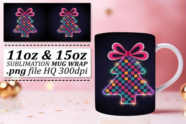 Artistic designs for mugs, make every sip enjoyable! , Neon Xmas Sublimation afrosvg 