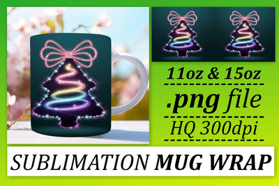Artistic designs for mugs, make every sip enjoyable! , Neon Xmas Sublimation afrosvg 