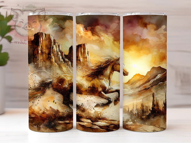 Artistic Fjord Horse Ink Tumbler, Fjord Horse Design, 20oz Horse Sublimation, Vibrant Horse Wrap, Equine Tumbler, Unique Horse Design, Artistic Horse Tumbler Sublimation Lara' s Designs 