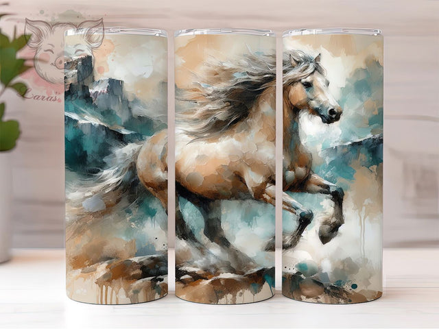 Artistic Fjord Horse Ink Tumbler, Fjord Horse Design, 20oz Horse Sublimation, Vibrant Horse Wrap, Equine Tumbler, Unique Horse Design, Artistic Horse Tumbler Sublimation Lara' s Designs 
