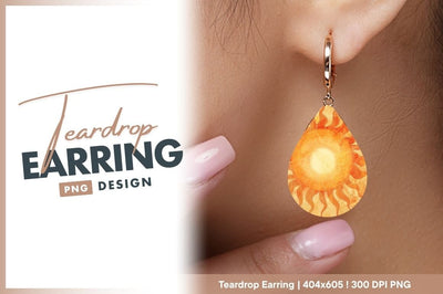 Artistic golden sunburst teardrop earring png Sublimation Regulrcrative 