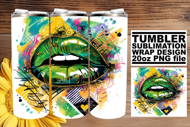 Artistic Lips Design for Tumblers – Colorful 20oz Sublimation Wrap Sublimation afrosvg 