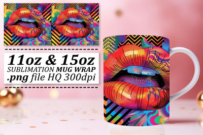 Artistic Lips Mug Wrap Design Sublimation afrosvg 