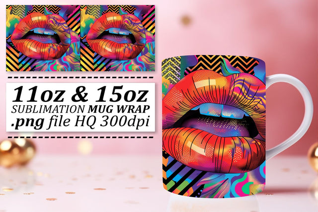 Artistic Lips Mug Wrap Design Sublimation afrosvg 