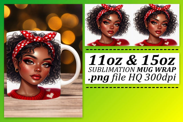Artistic mug wrap designs, make every sip enjoyable! , Love Girl Sublimation afrosvg 