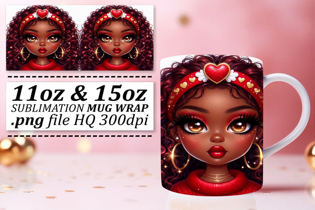 Artistic mug wrap designs, make every sip enjoyable! , Love Girl Sublimation afrosvg 