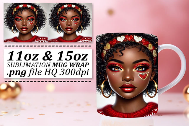 Artistic mug wraps, ideal for your creative projects! , Love Girl Sublimation afrosvg 