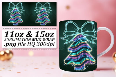 Artistic mug wraps, showcase your unique flair! , Neon Xmas Sublimation afrosvg 