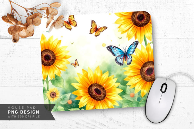 Artistic Sunflower Design Mousepad Sublimation Regulrcrative 
